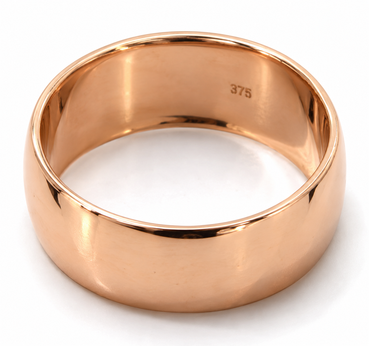 Genuine 9K 9ct 375 Yellow, Rose or White Gold Full Solid 10mm Wide Flat Edge Tube Band Ring - Choose your ring size H to P