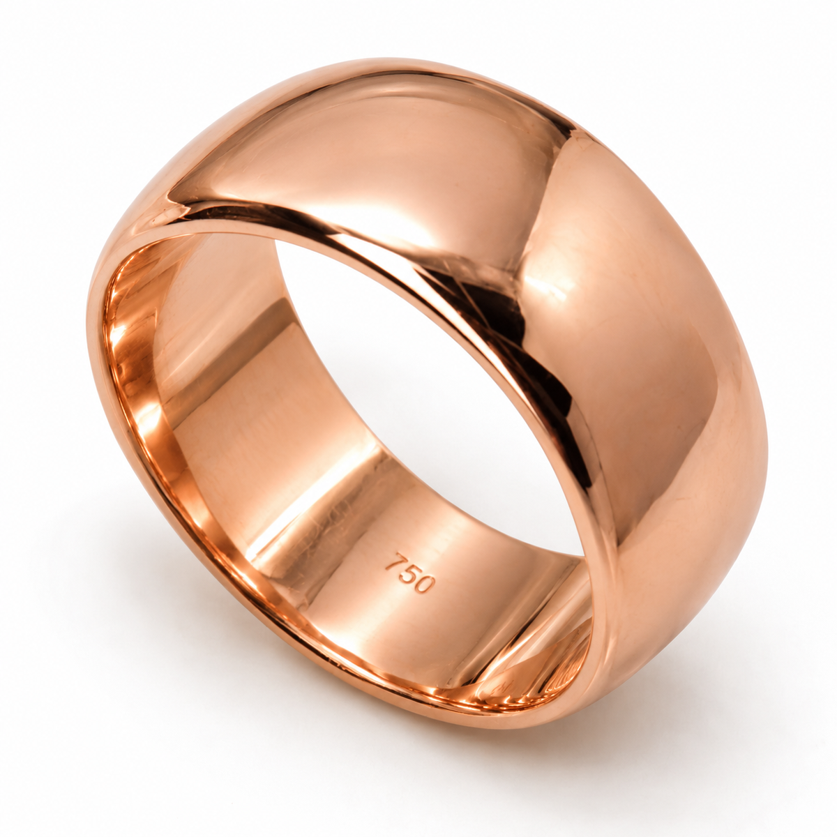 Size P Genuine 18ct 18K 750 Gold Solid Yellow, Rose or White Gold 10mm Domed Wedding Band Ring