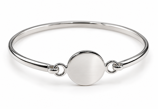 Sterling Silver 925 Round Disc Bangle – 62mm | Engraving Available