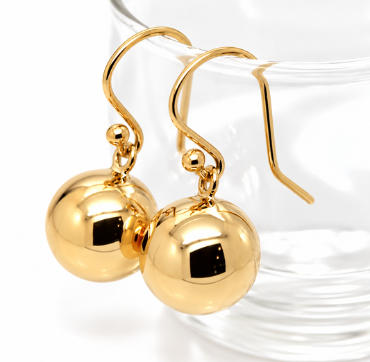 Genuine 18ct 18k 750 Gold 12mm Ball Drop Earrings | Yellow, Rose or White Gold