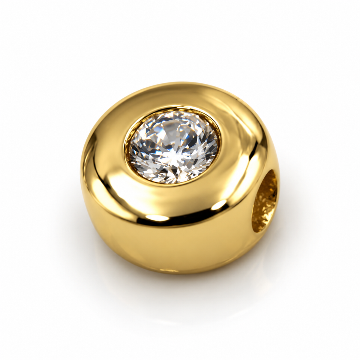 Genuine Small 9ct 9K 375 Yellow, Rose or White Gold Bezel Set Gold Slider Charm Pendant
