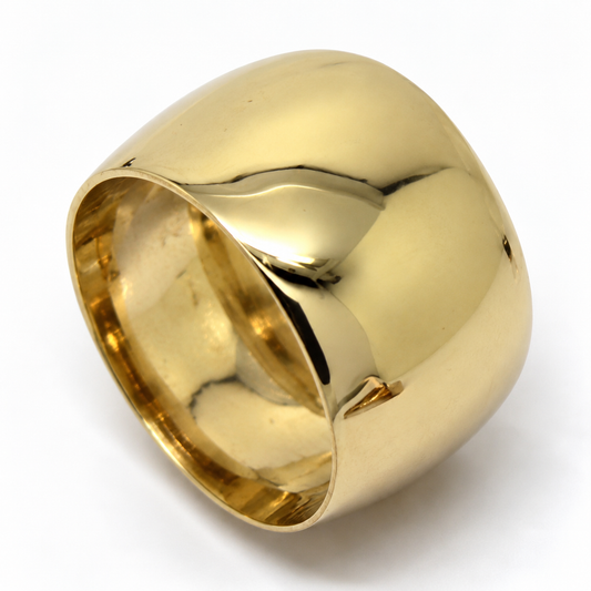 Solid 9ct 9k 375 Gold Barrel Band Ring – 12mm | Yellow, Rose or White Gold | Sizes Q–Z