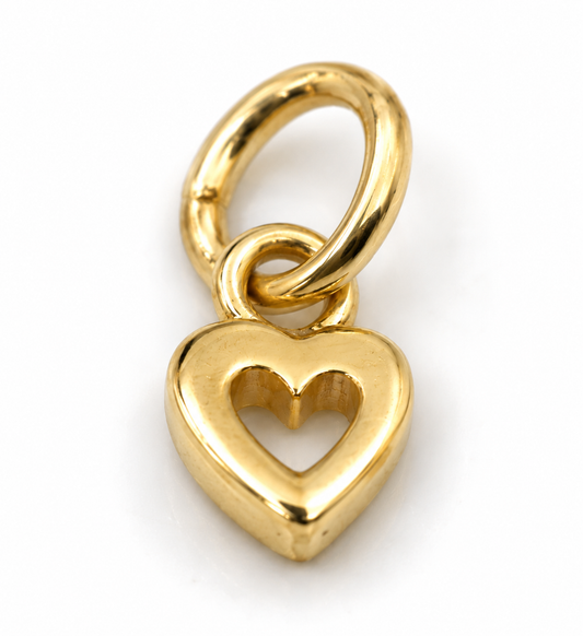 Genuine Tiny Very Small 9ct Yellow, Rose or White Gold or Sterling Silver Open Heart Charm Pendant