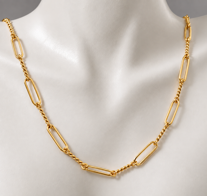 Handmade 9ct 9K 375 Yellow, Rose or White Gold Paper Clip Fancy Paperclip Chain Necklace