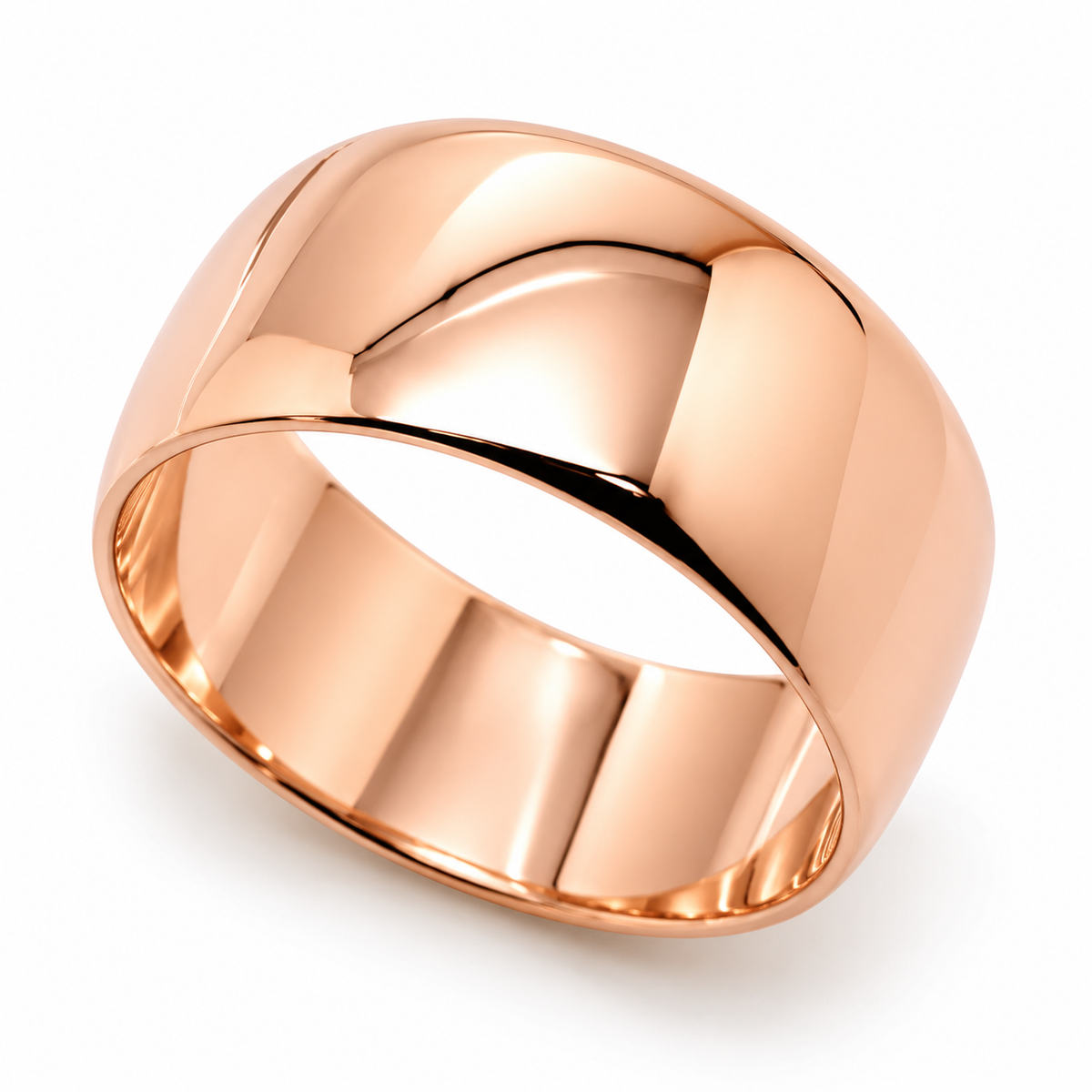 Genuine 9K 9ct 375 Yellow, Rose or White Gold Full Solid 10mm Wide Flat Edge Tube Band Ring - Choose your ring size H to P