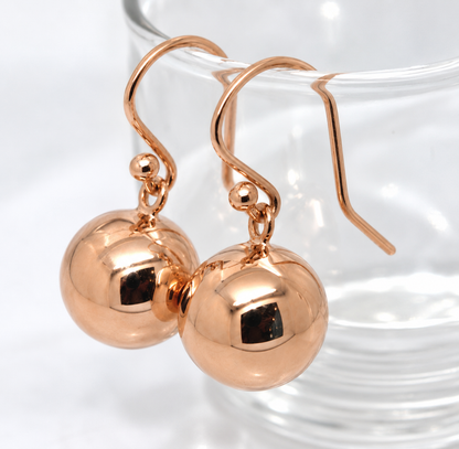 Genuine 18ct 18k 750 Gold 12mm Ball Drop Earrings | Yellow, Rose or White Gold