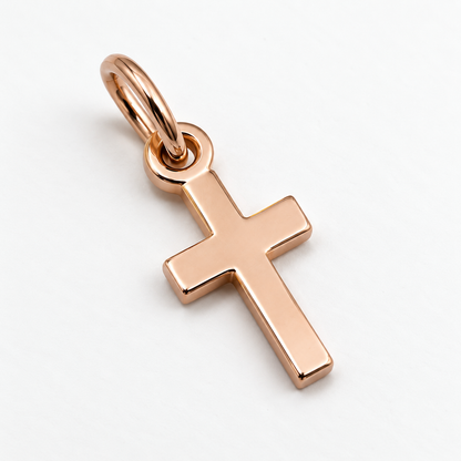 Genuine 9ct 9kt 375 Tiny Very Small Plain Yellow, Rose or White Gold Cross Pendant Charm