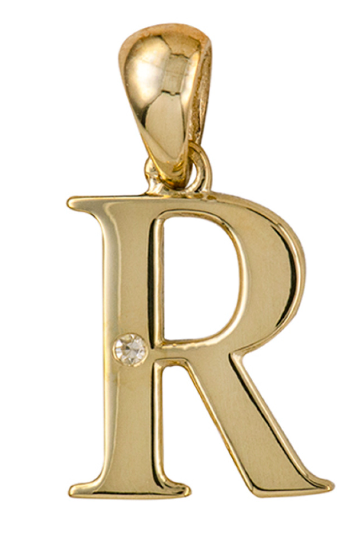 Genuine 9ct Yellow Gold Diamond Set Block Initial Small Pendant Charm A to Z