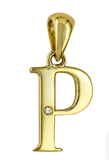 Genuine 9ct Yellow Gold Diamond Set Block Initial Small Pendant Charm A to Z