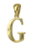 Genuine 9ct Yellow Gold Diamond Set Block Initial Small Pendant Charm A to Z