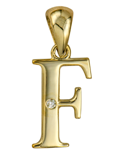 Genuine 9ct Yellow Gold Diamond Set Block Initial Small Pendant Charm A to Z