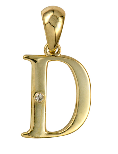 Genuine 9ct Yellow Gold Diamond Set Block Initial Small Pendant Charm A to Z