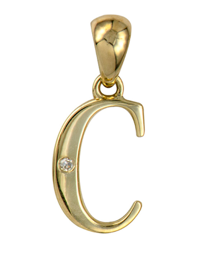 Genuine 9ct Yellow Gold Diamond Set Block Initial Small Pendant Charm A to Z