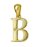 Genuine 9ct Yellow Gold Diamond Set Block Initial Small Pendant Charm A to Z