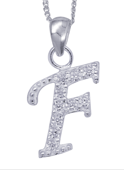 Sterling Silver Cubic Zirconia Initial Pendants A to Z with 45cm + 5cm Extender Chain