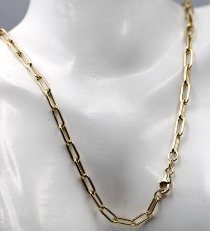 Handmade Heavy 9ct Yellow, Rose or White Gold Paper Clip Paperclip Chain Necklace