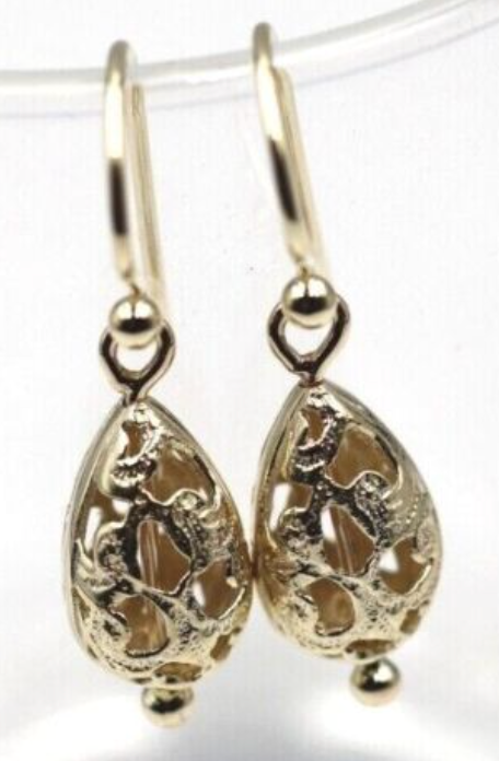 Kaedesigns 9ct 9k Yellow Or White Or Rose Gold 375 Teardrop Filigree Earrings