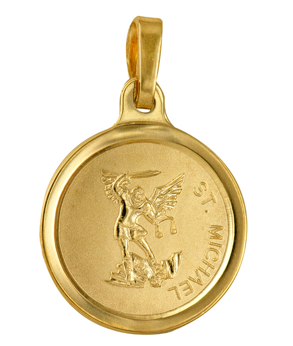 Genuine 9ct Yellow Gold St Michael Pendant Charm Saint Patron of the Police Force