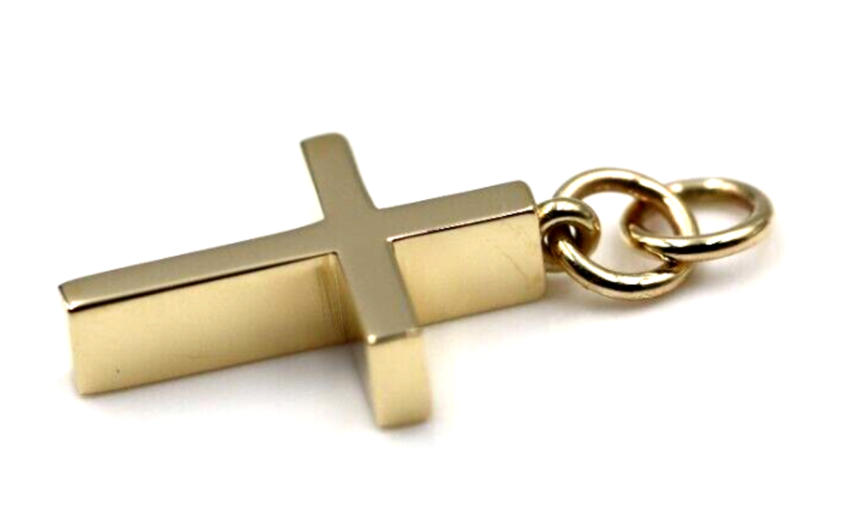 Kaedesigns, Genuine Solid Thin 9ct 9K Yellow, Rose or White Gold Plain Cross Pendant Double Bail