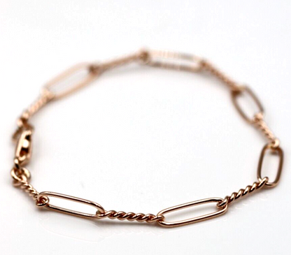 Genuine Handmade 22cm 9ct Yellow, Rose or White Gold Paper Clip Bracelet