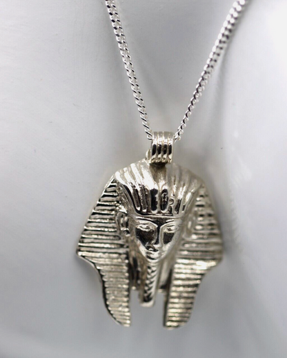 Genuine Sterling Silver 925 Large King Tutankhamun Charm / Pendant + Sterling Silver Chain