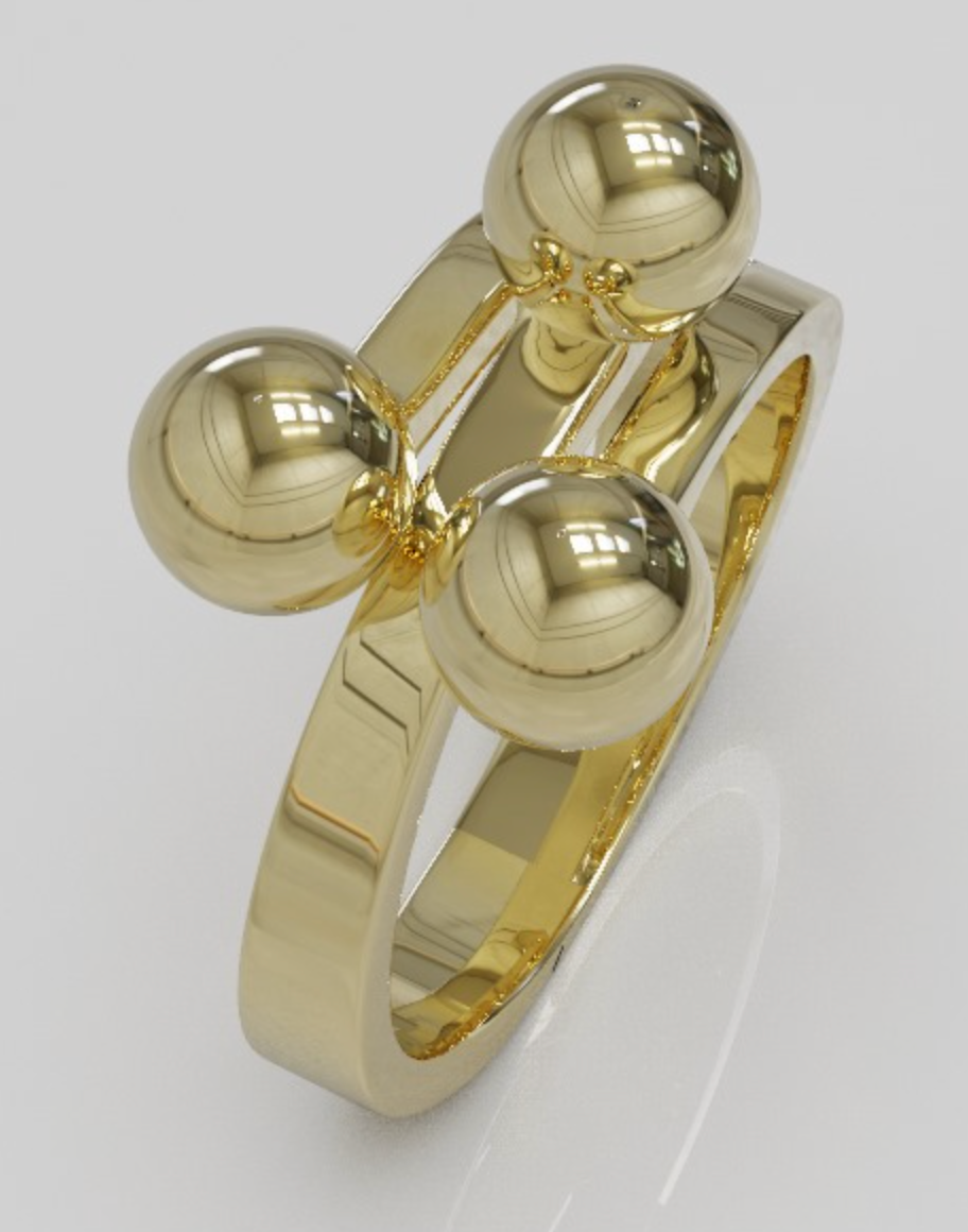 Genuine 9ct Yellow Gold 375 Triple 3 Ball Ring