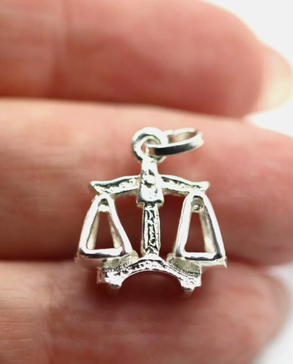 Genuine Sterling Silver 925 Libra Zodiac Scale OR 9ct Yellow Gold Pendant or Charm -Free post