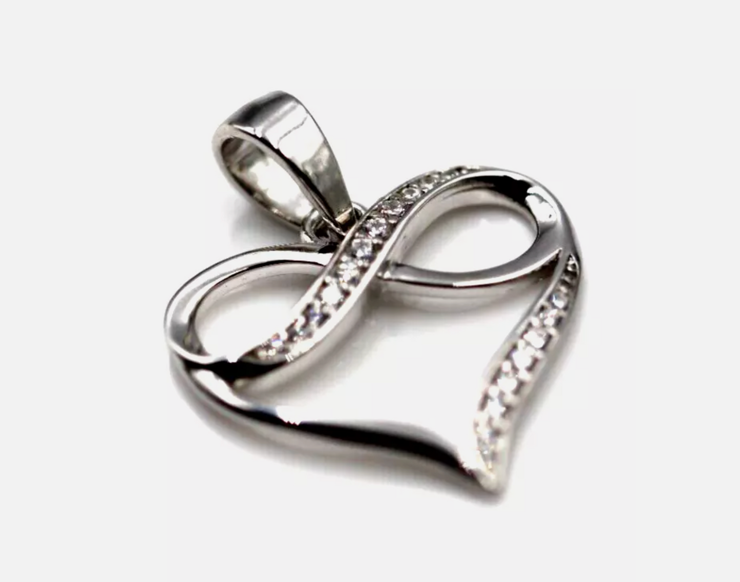 Genuine Sterling Silver  CZ Infinity Heart Pendant 18x17mm