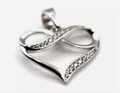 Genuine Sterling Silver  CZ Infinity Heart Pendant 18x17mm