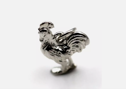 Genuine Sterling Silver 925 Rooster Pendant / Charm