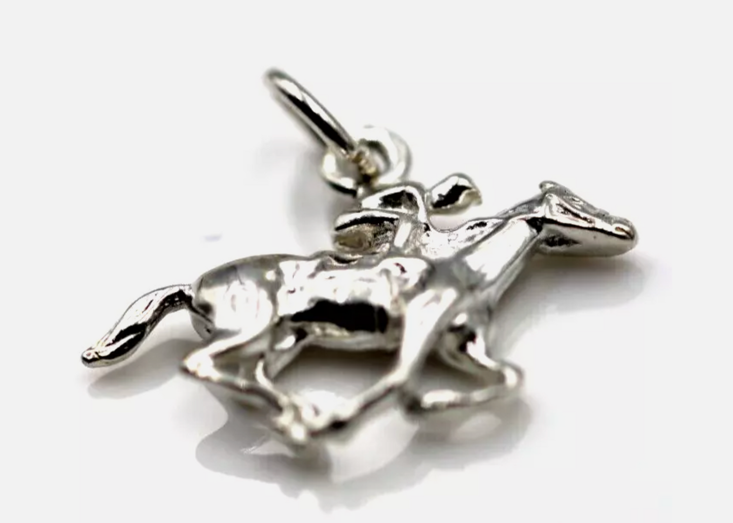 Genuine Sterling Silver 925 3D Horse & Jockey Charm / Pendant