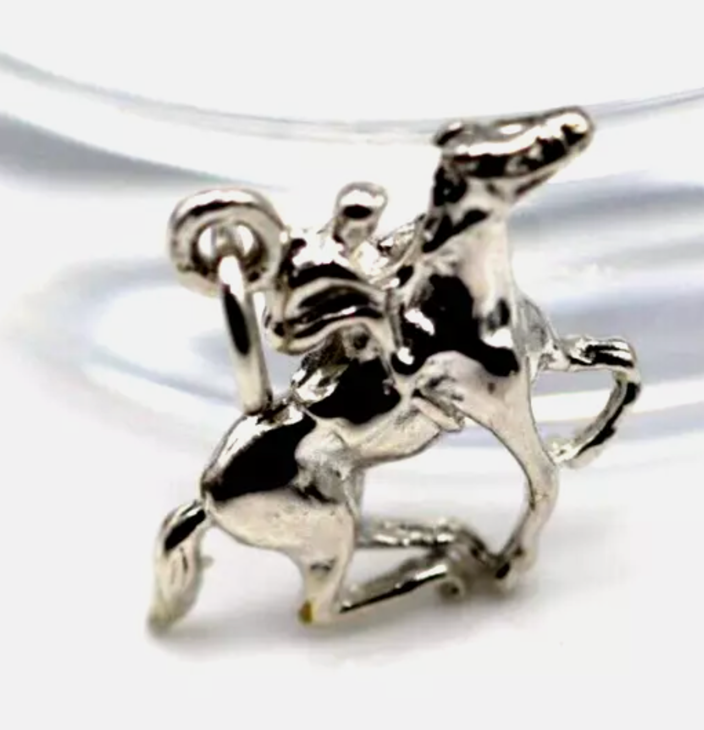 Genuine Sterling Silver 925 3D Horse & Jockey Charm / Pendant