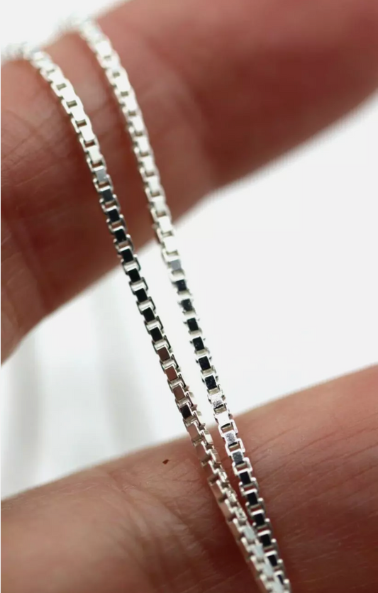 Sterling Silver 925 Venetian Box Chain Necklace 50cm, 55cm or 60cm