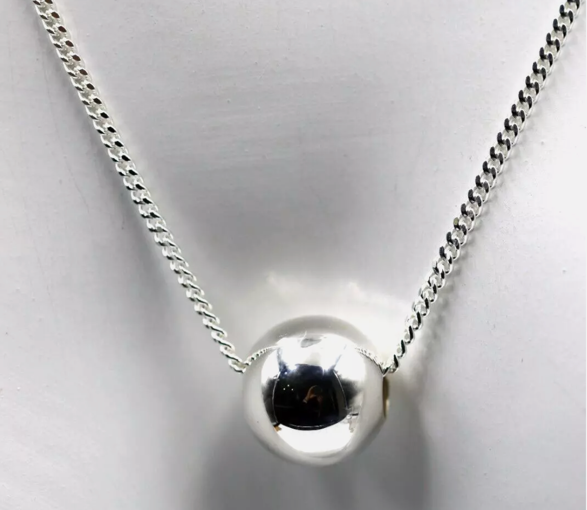 Genuine Sterling Silver 925 Ball Slider & Pendant + 50cm Chain