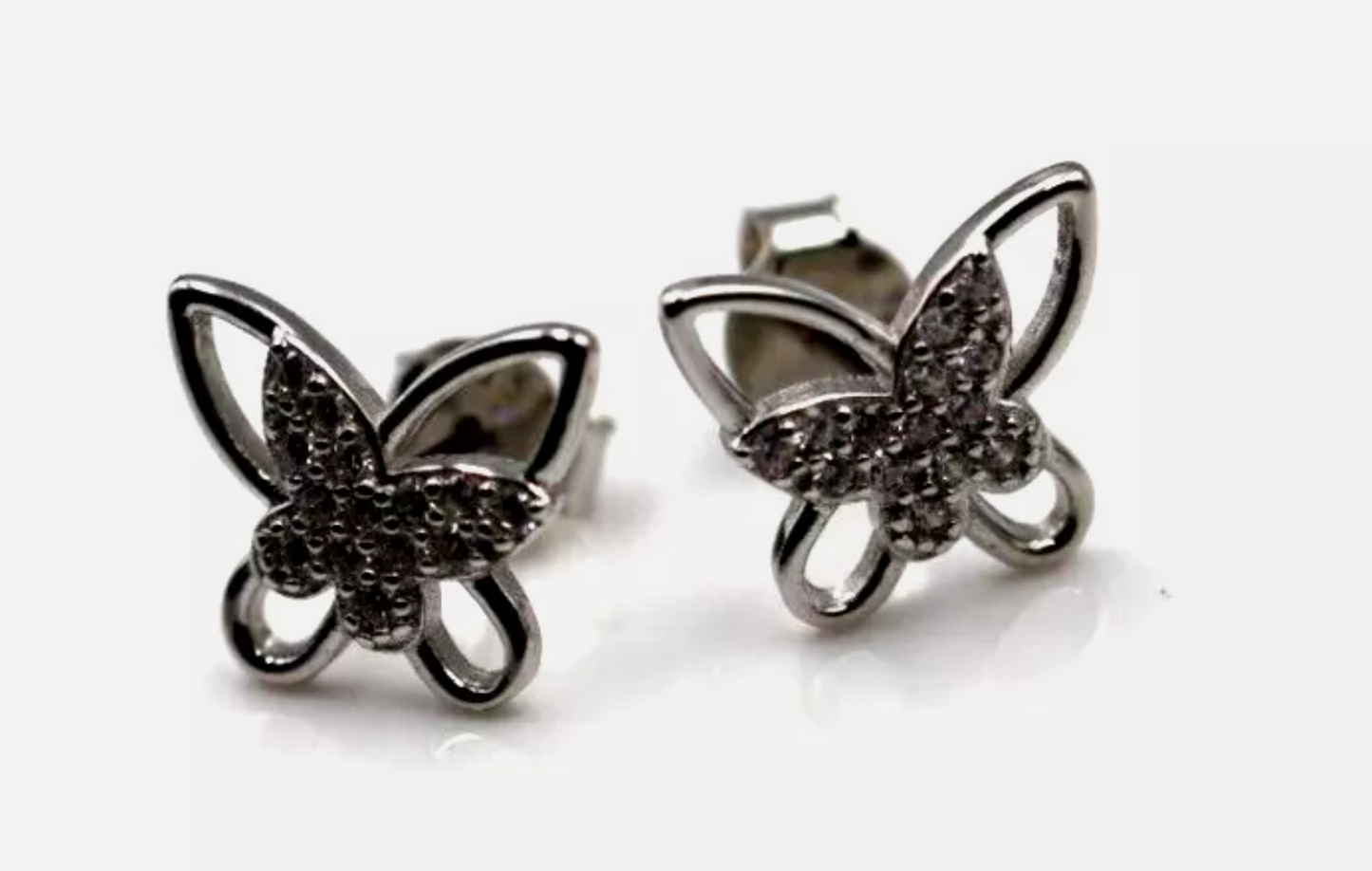 Kaedesigns Sterling Silver 925 CZ Butterfly Stud Earrings