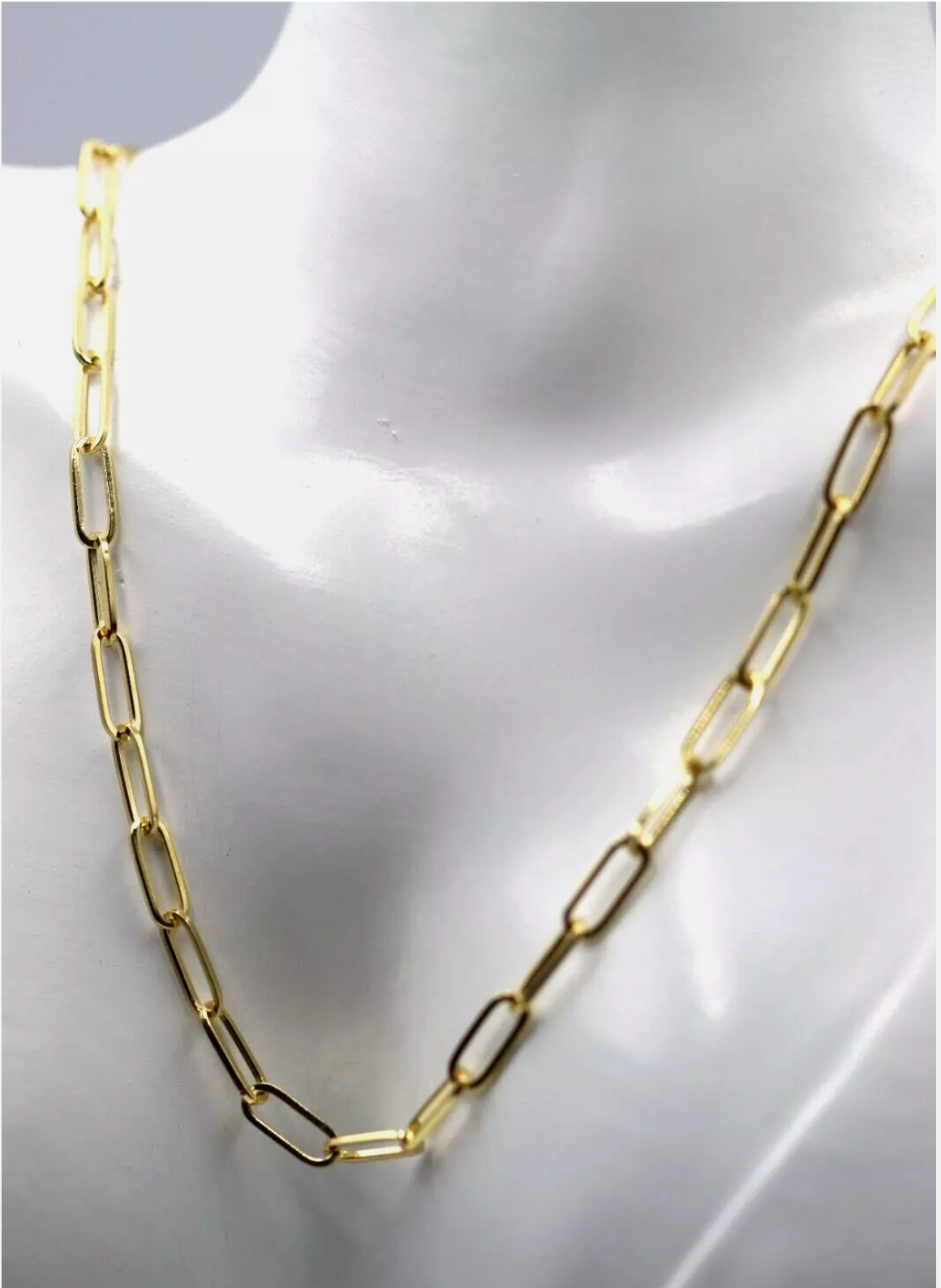 Genuine 9ct Yellow Gold 375 Handmade Solid Paperclip Necklace Chain 99cm