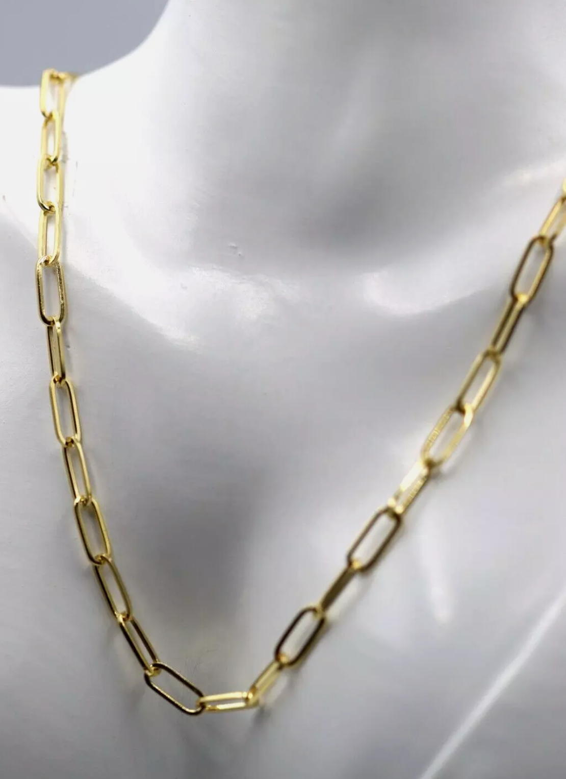 Genuine 9ct Yellow Gold 375 Handmade Solid Paperclip Necklace Chain 99cm