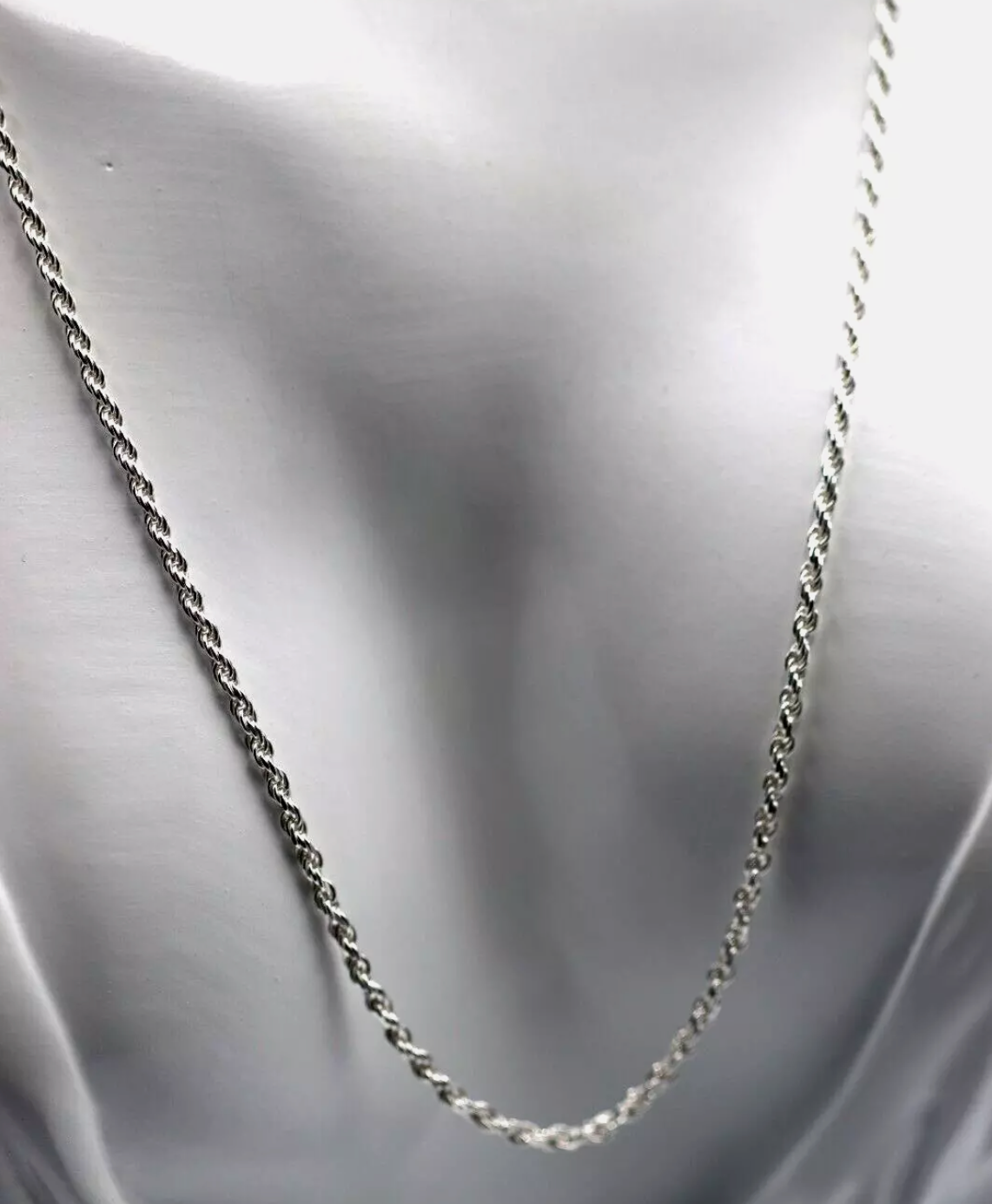 Sterling Silver 925 75cm Diamond-Cut French Rope Chain Necklace Adjustable