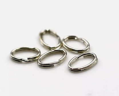 Sterling Silver 925 Length 7.8mm Width 5.2mm Oval Split Ring x 5 piece