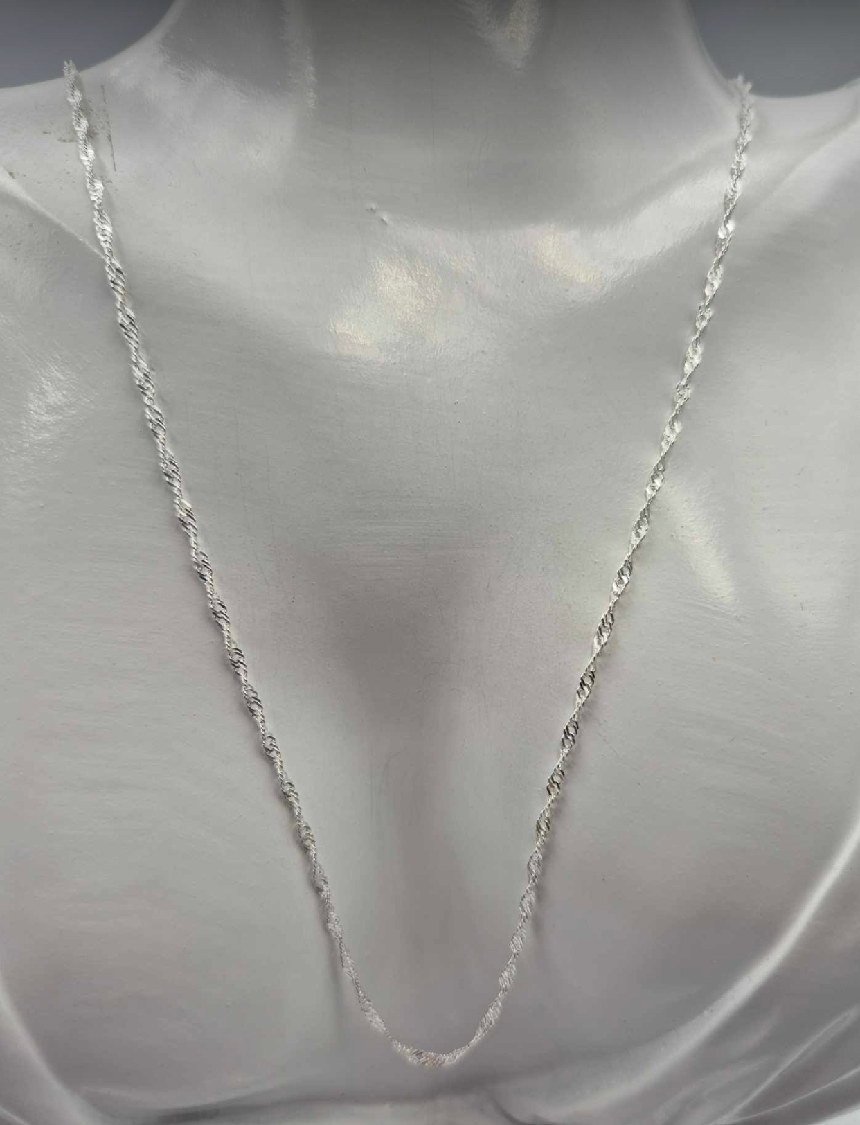 Sterling Silver 925 1.5mm Singapore Chain Necklace 50cm