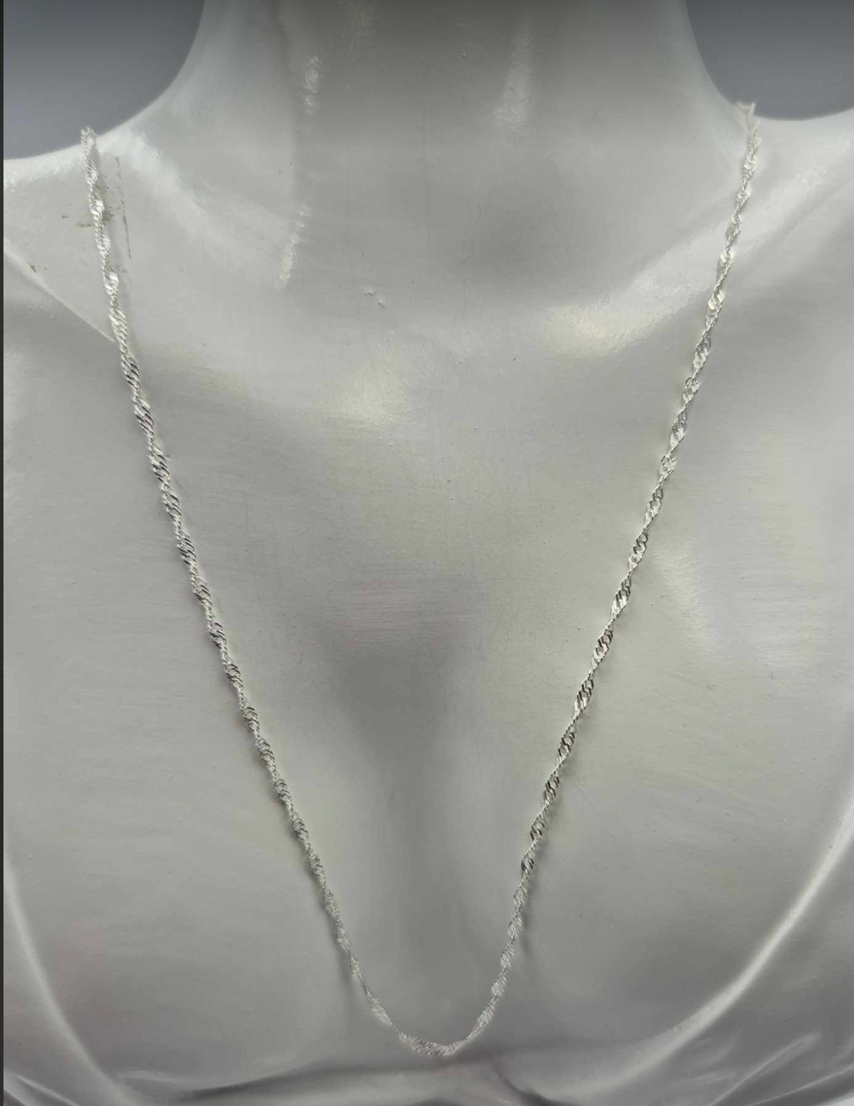 Sterling Silver 925 1.5mm Singapore Chain Necklace 50cm