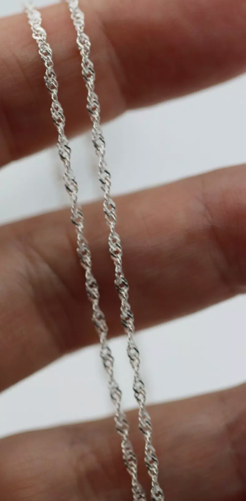 Sterling Silver 925 1.5mm Singapore Chain Necklace 50cm