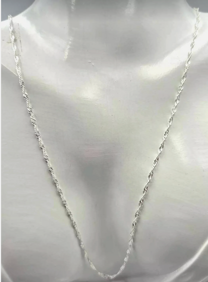 Sterling Silver 925 1.5mm Singapore Chain Necklace 50cm