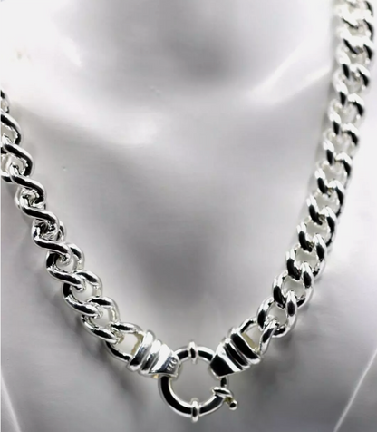 167g Solid Very Heavy Sterling Silver 925 Round Curb Bolt Ring Necklace Chain