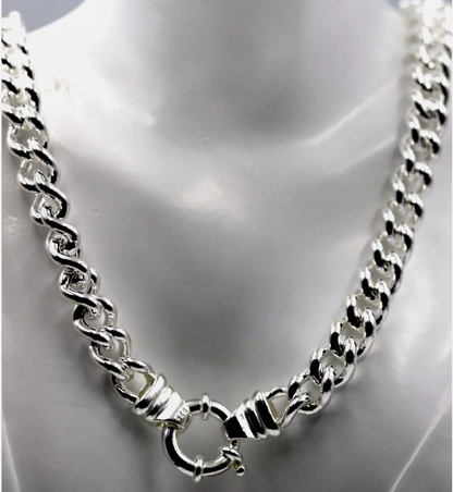 167g Solid Very Heavy Sterling Silver 925 Round Curb Bolt Ring Necklace Chain