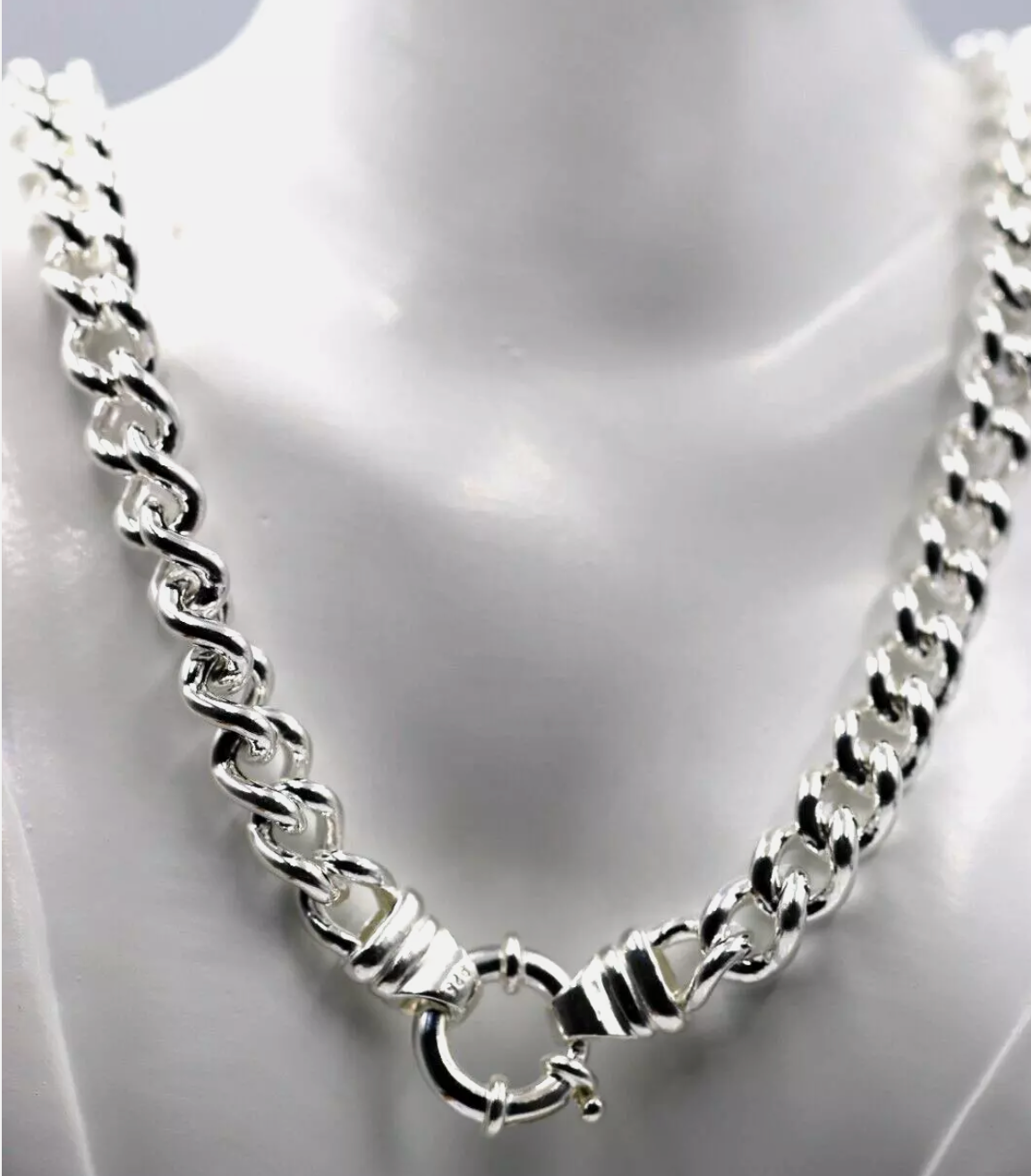 167g Solid Very Heavy Sterling Silver 925 Round Curb Bolt Ring Necklace Chain