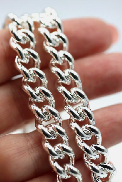 167g Solid Very Heavy Sterling Silver 925 Round Curb Bolt Ring Necklace Chain