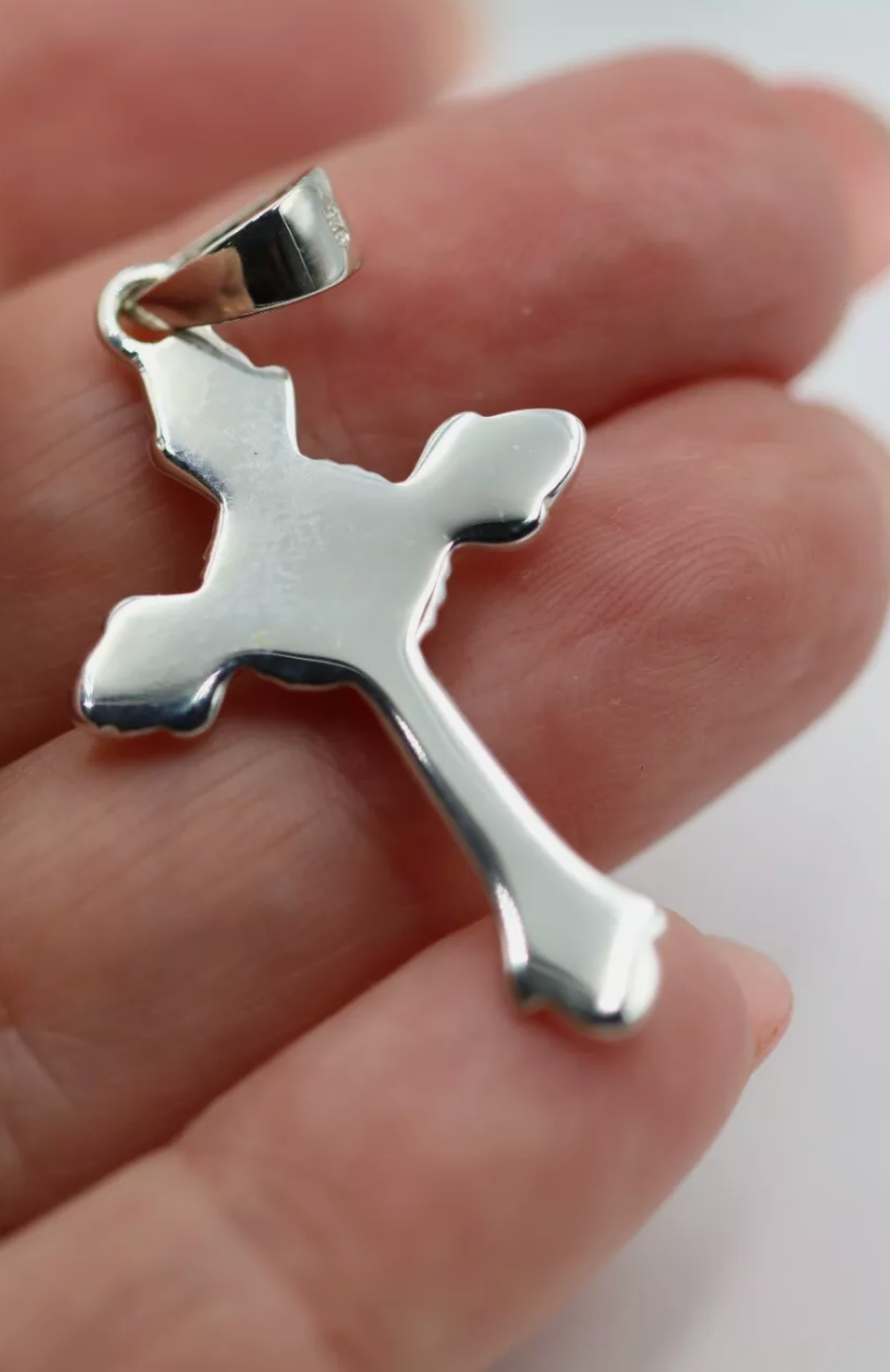 Sterling Silver 925 Cross 3D Christian Jesus Christ Crucifix Necklace