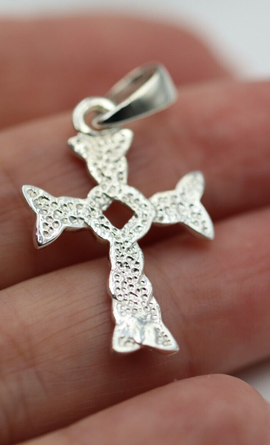 Sterling Silver 925 Celtic Knot Braid Cross Pendant