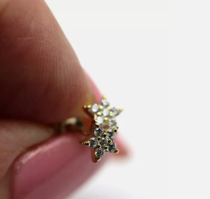 Genuine 9ct 9kt Yellow Gold Cubic Zirconia Star Stud Earrings